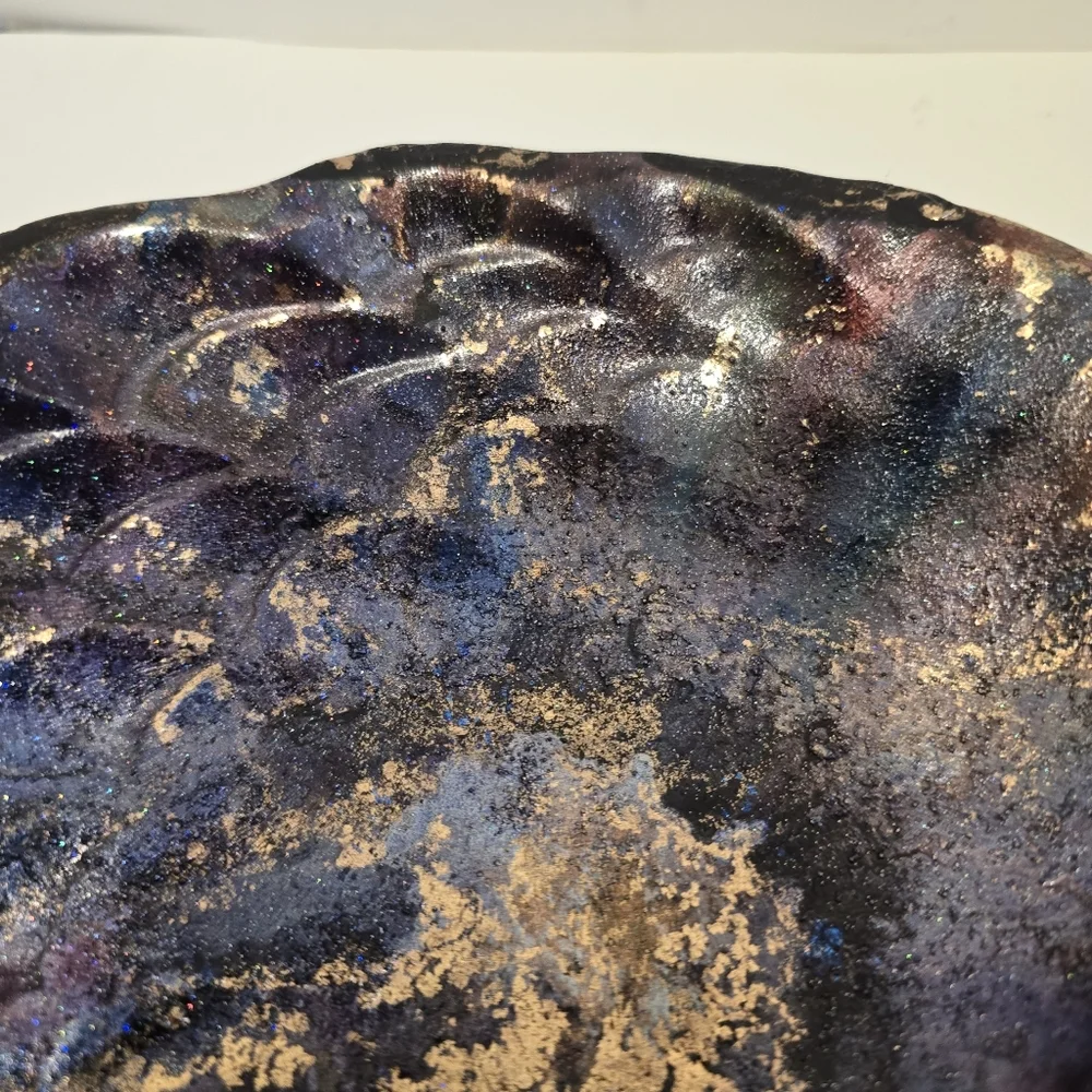 HANDCRAFTED Upcycled Porcelian Seashell Platter HANDPAINTED Tabeltop Art Decor